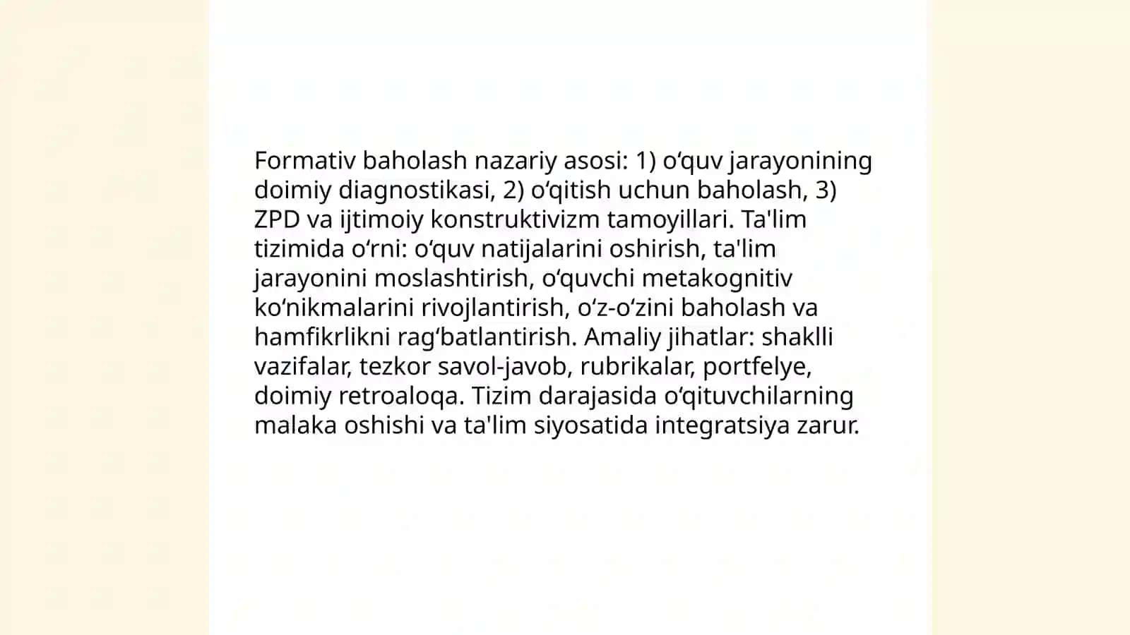 Formativ-rivojlantiruvchi baholashning ta'lim tizimi 3
