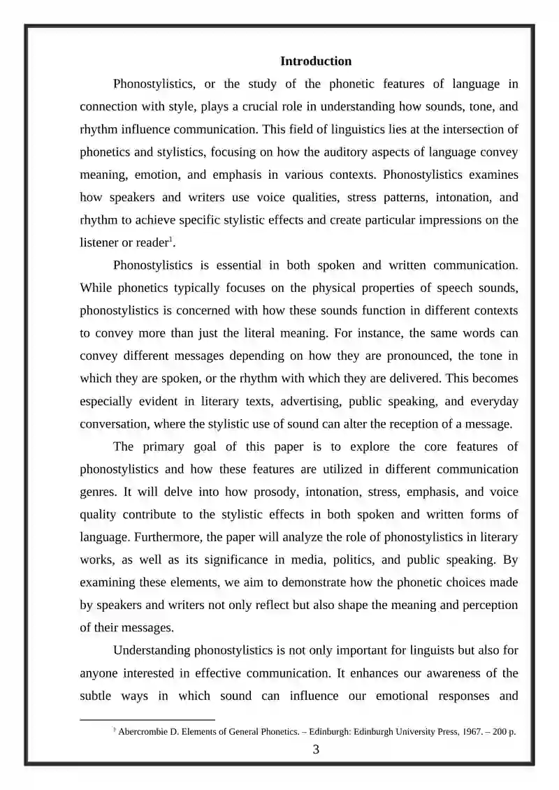 PHONOSTYLISTICS AND ITS MAIN FEATURES 3