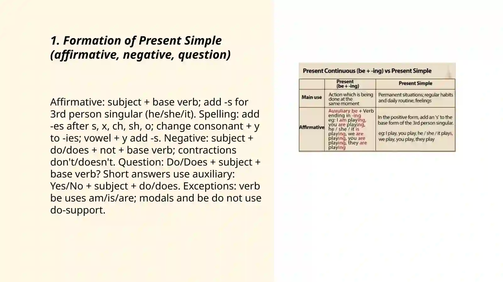 Present Simple and Present Continuous 3