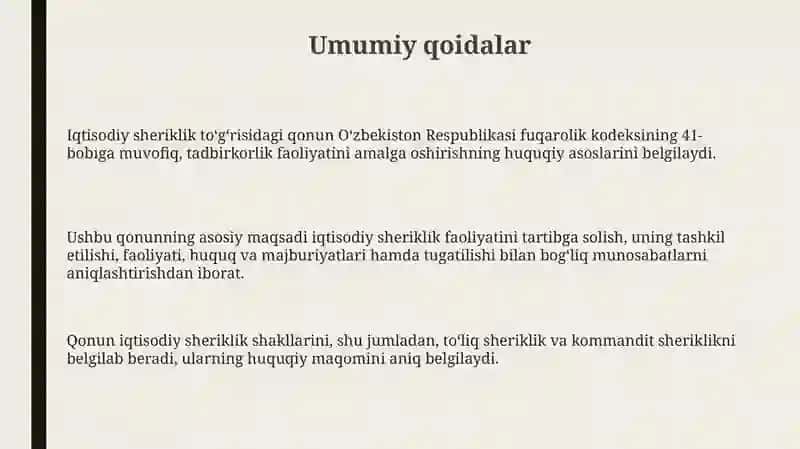 Xoʻjalik shirkatlari toʻgʻrisida 3