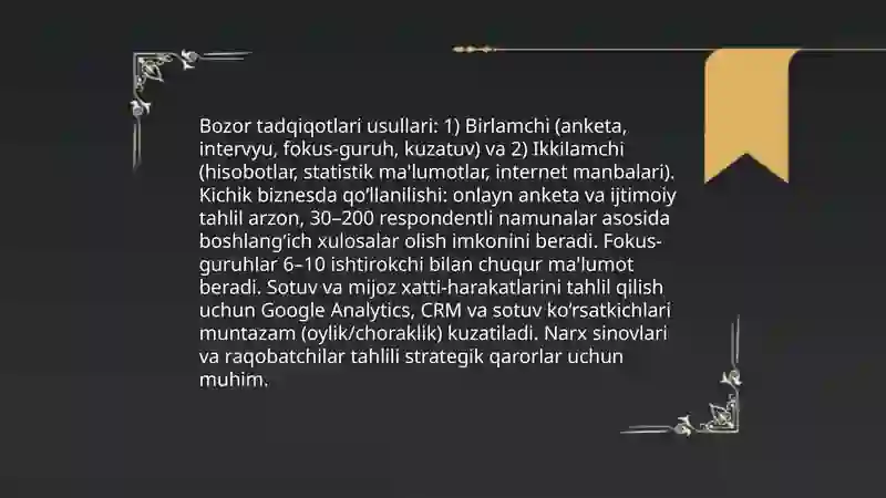 Kichik beznes va tadbirkorlik subyektlarida marketing faolyatini tashkil etish 3