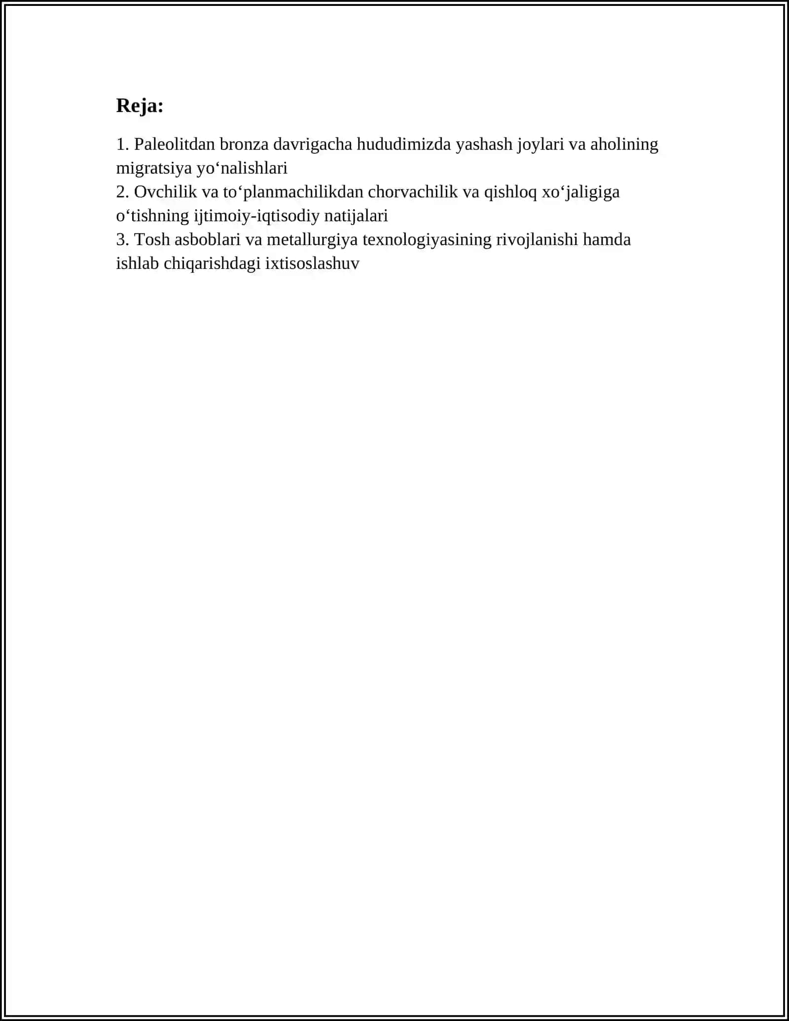MINTAQAMIZDA PALEOLIT-BRONZA DAVRLARIDA YUZ BERGAN IJTIMOIY- IQTISODIY, DINIY OʻZGARISHLAR, YUTUQLAR TAHLILI 3