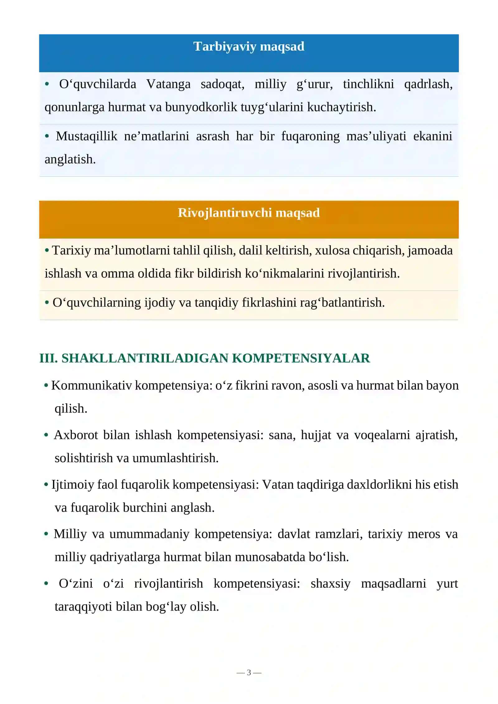 "MUSTAQILLIGIMIZNING 35 YILLIGI" DARS ISHLANMASI 8*sinf 3