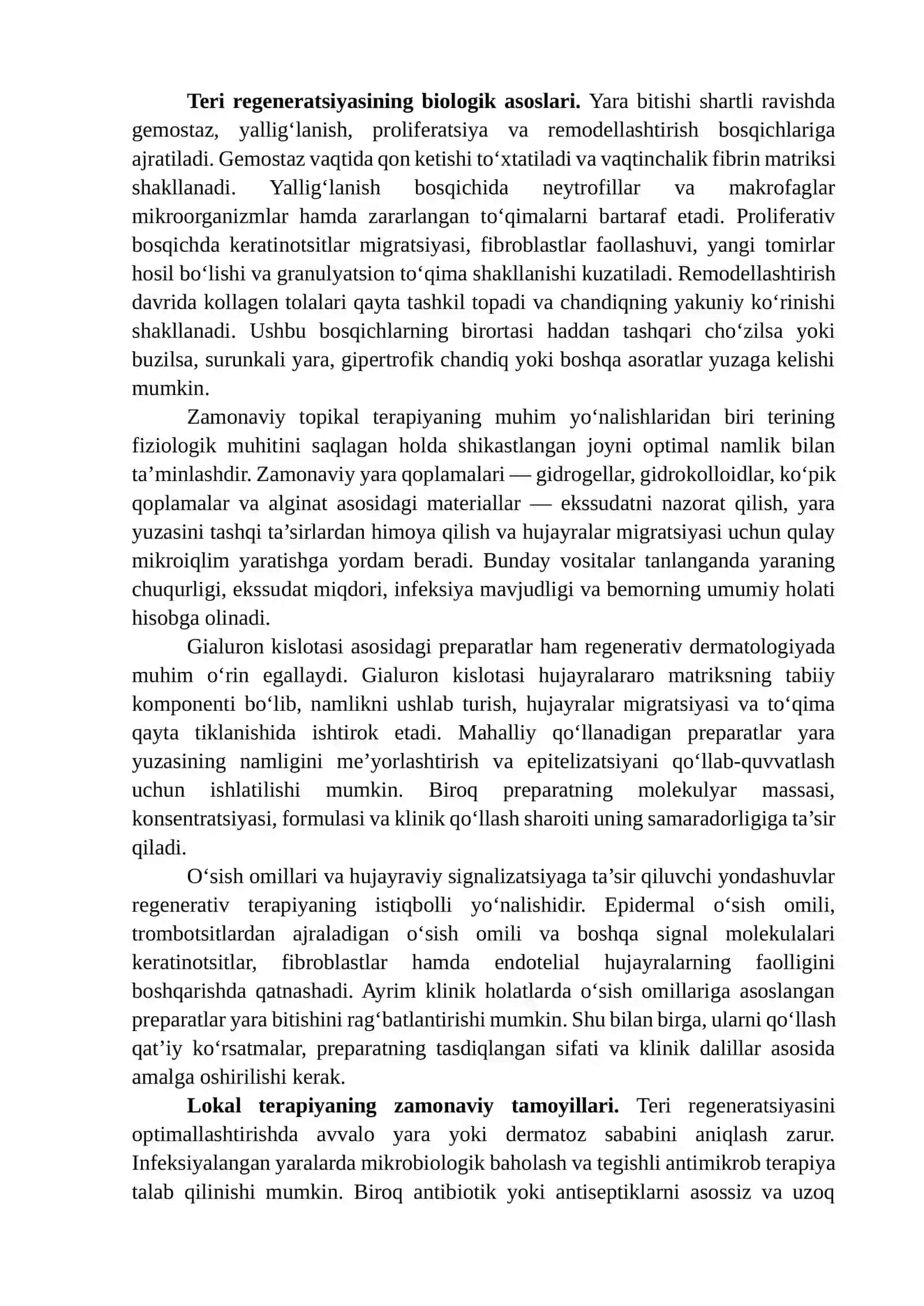 YANGI DORI VOSITALARI VA LOKAL TERAPIYALAR YORDAMIDA TERI REGENERATSIYASINI OPTIMALLASHTIRISH 3