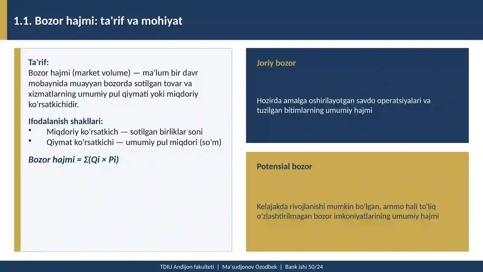 Bozor hajmini aniqlashda Ekonometrik modellardan foydalanish 3