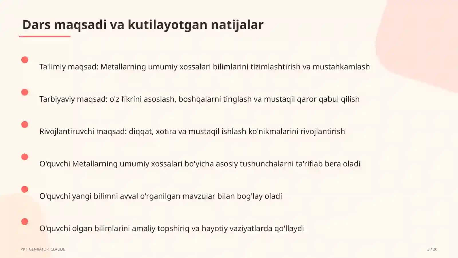 Metallarning umumiy xossalari (9-sinf) 3