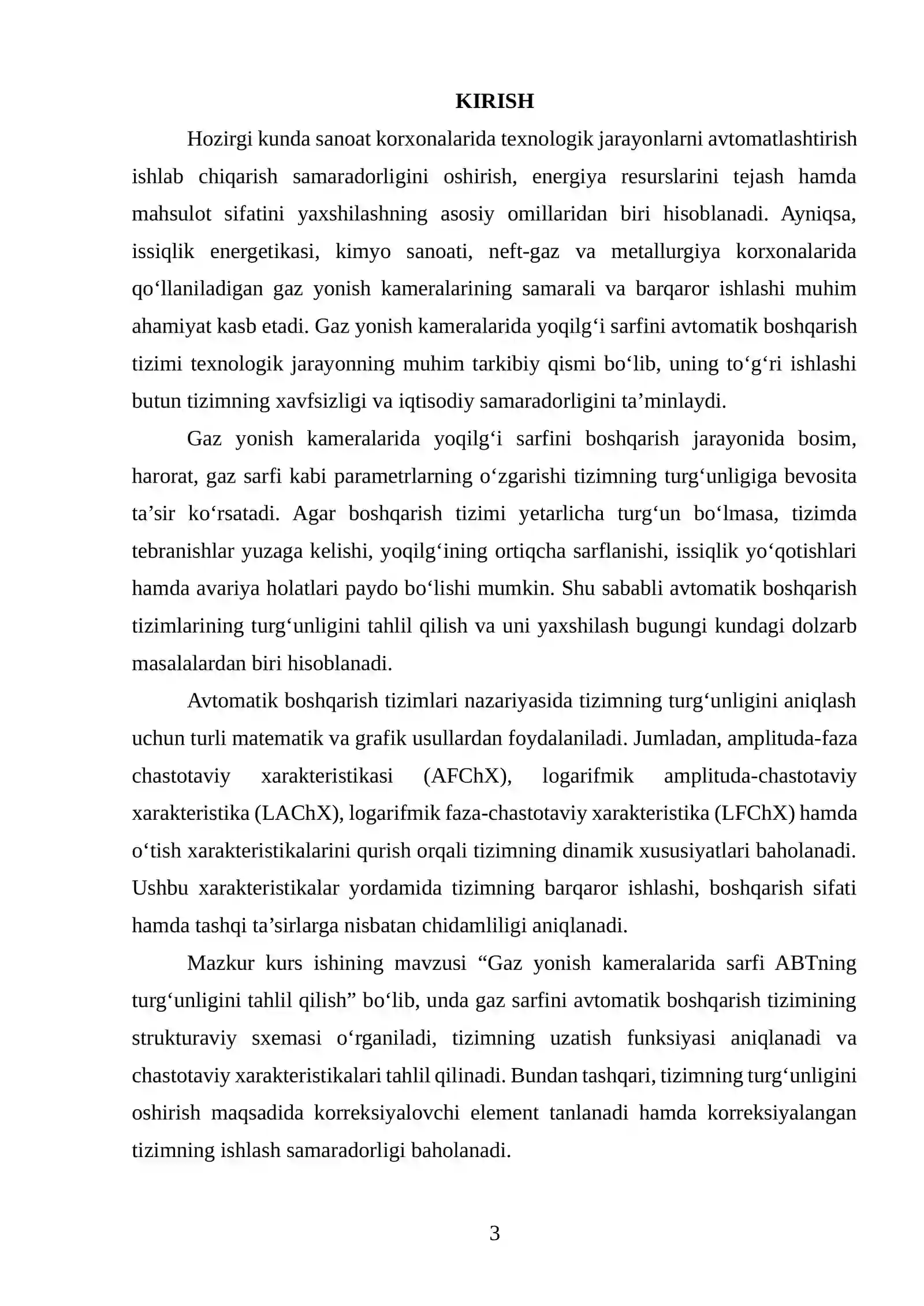 Gaz yonish kameralarida sarfi ABTning turg‘unligini tahlil qilish 3