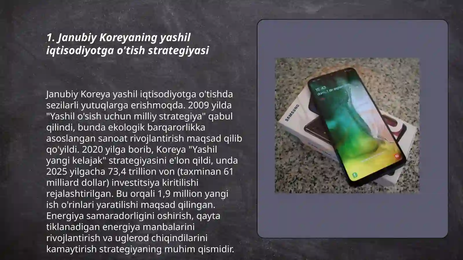 Janubiy Koreyaning yashil iqtisodiyotga o'tish strategiyasi 3