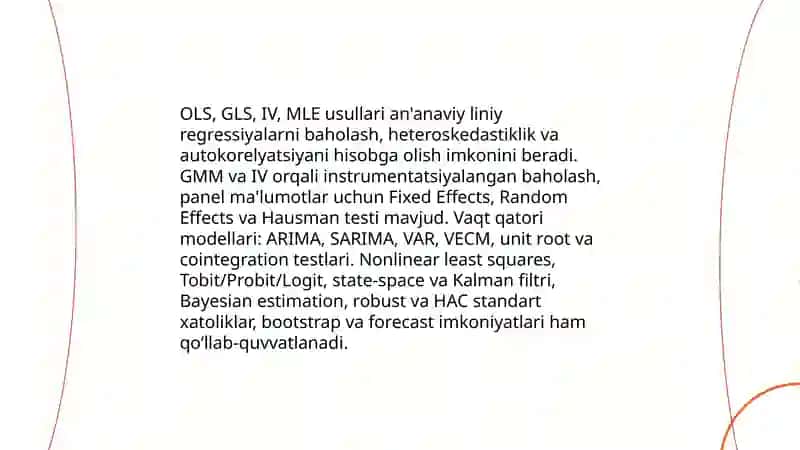 Ekonometrik modellashtirishda go'llaniladigan amaliy dasturlar paketlarining xususiyatlari 3