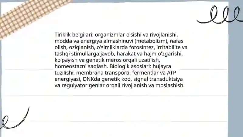 Tiriklik belgilari va ularning biologik asoslari 3