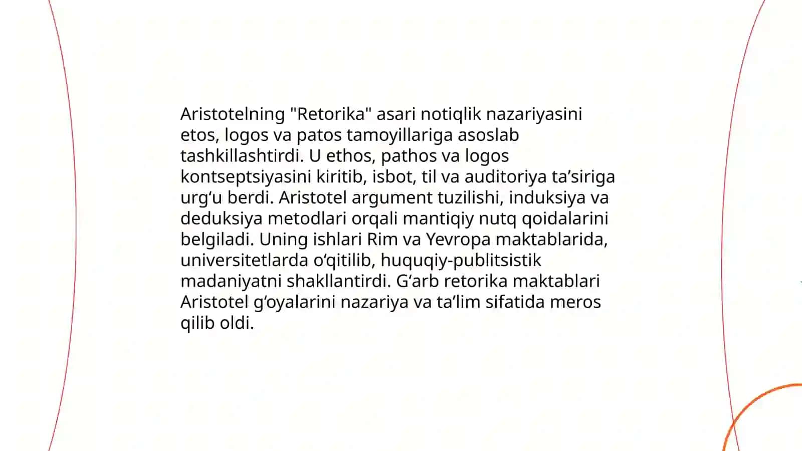 Aristotelning notiqlik nazariyasi va Gʻarb retorika maktabiga taʼsiri 3