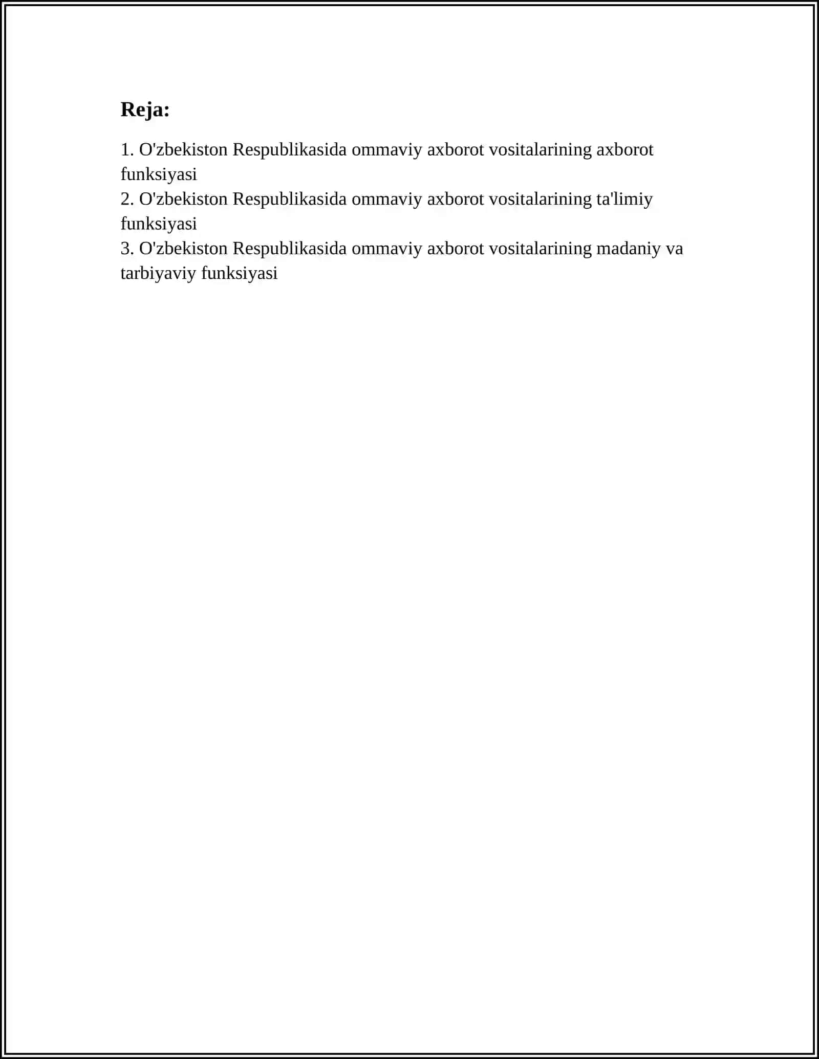 O'zbekiston Respublikasida ommaviy axborot vositalarining foliyati 3
