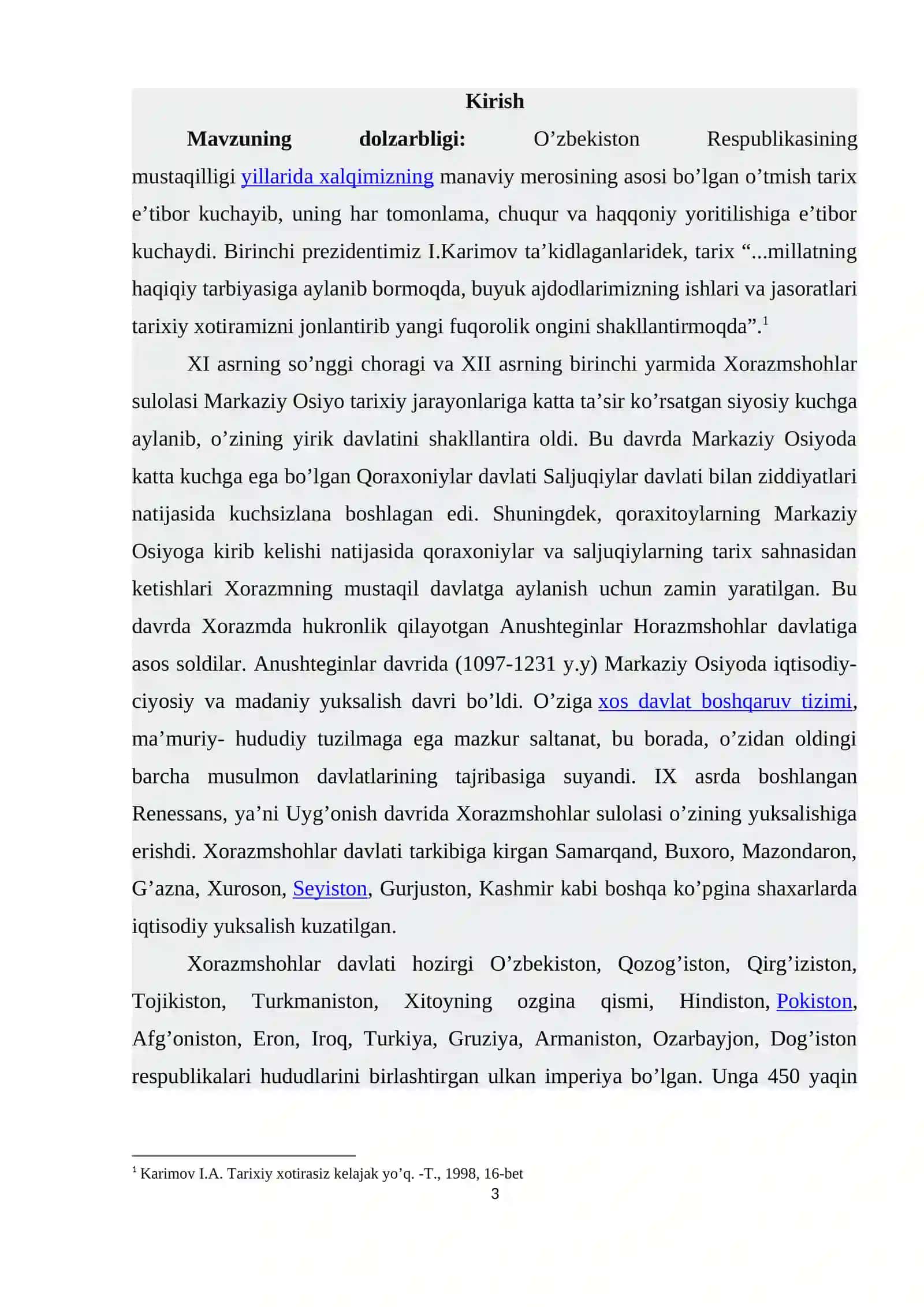 Xorazmshoh – Anushteginiylar sulolasining hokimiyat tepasiga kelishi va siyosiy hayoti 3