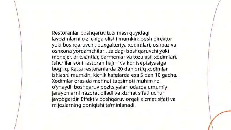 Restoranlar va umumiy ovqatlanish korxonalarining tashkiliy boshqaruv tuzilmasi 3