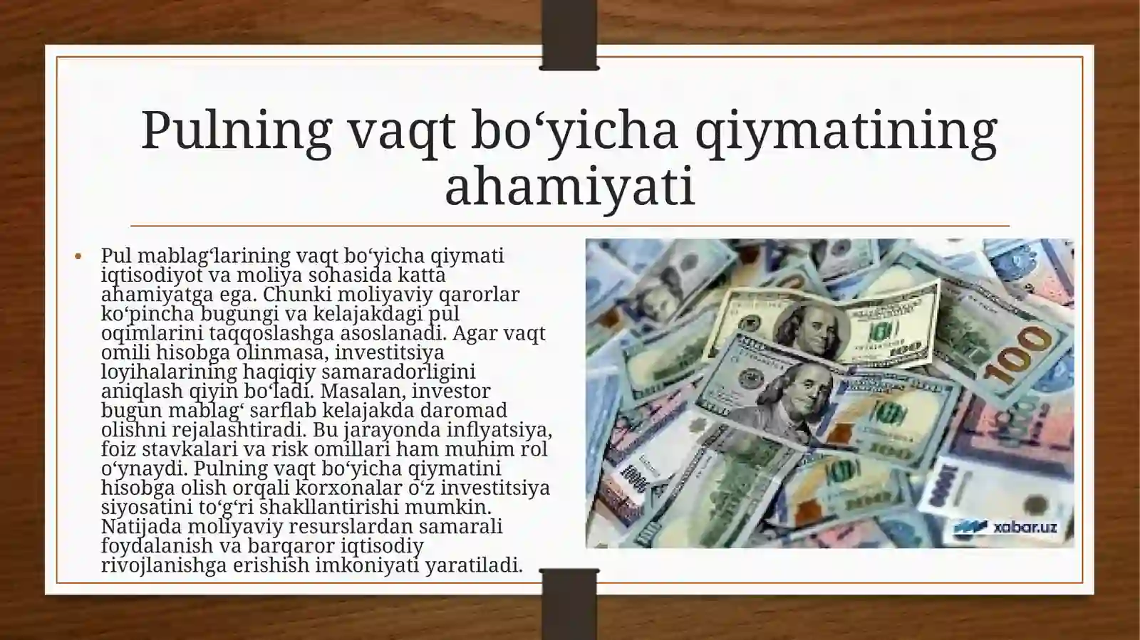 Pulmablag’larining vaqtboyicha qiymati kontseptiyasi 3