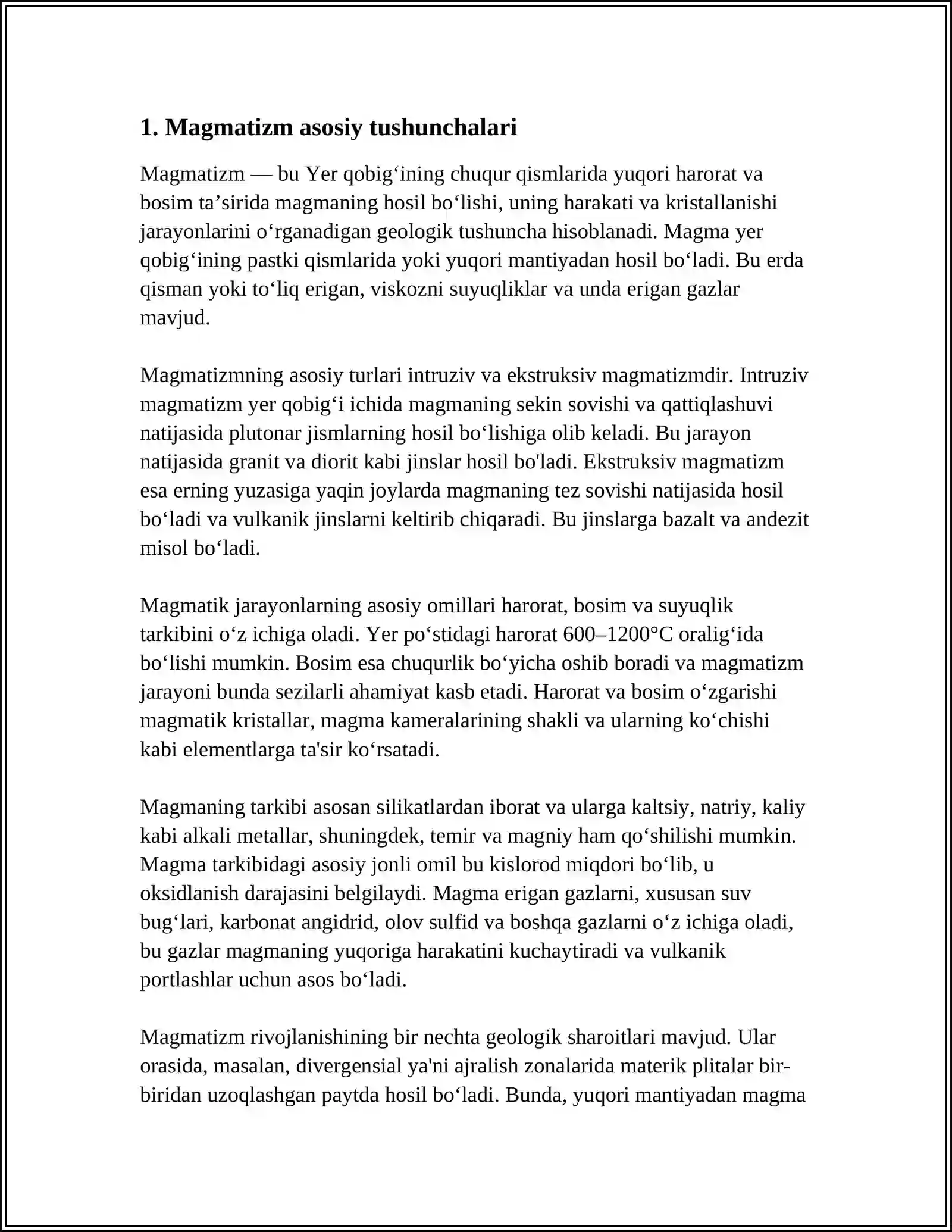 EFFUKTIV MAGMATIZM VA VULKANIZM JARAYONLARINI O'RGANISH 3