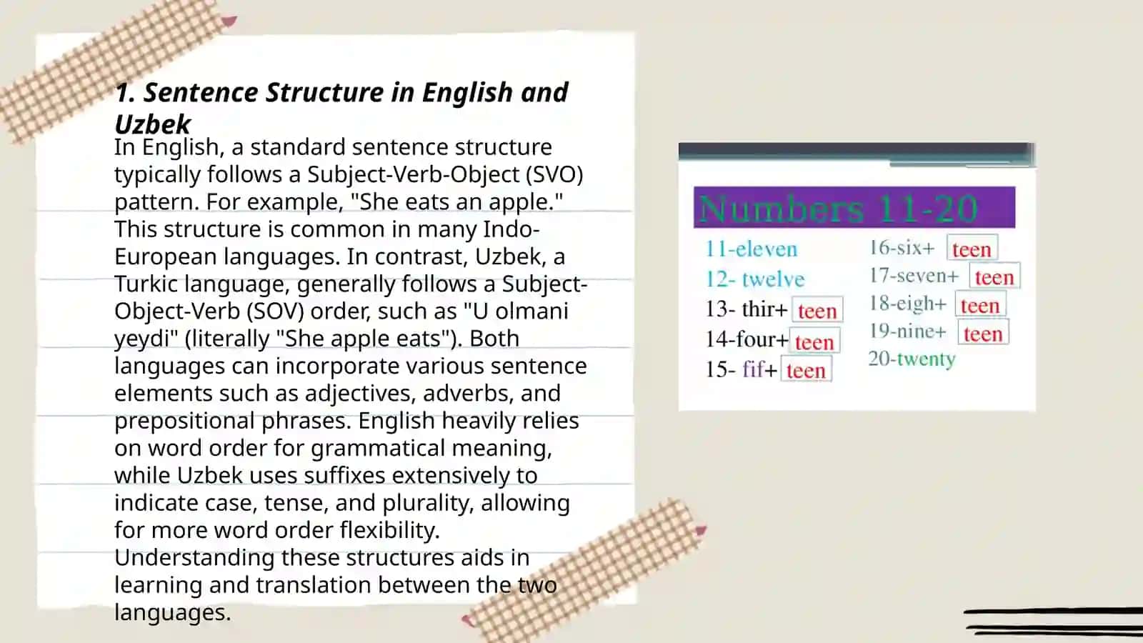 Typology of sentences in English and Uzbek languages 3