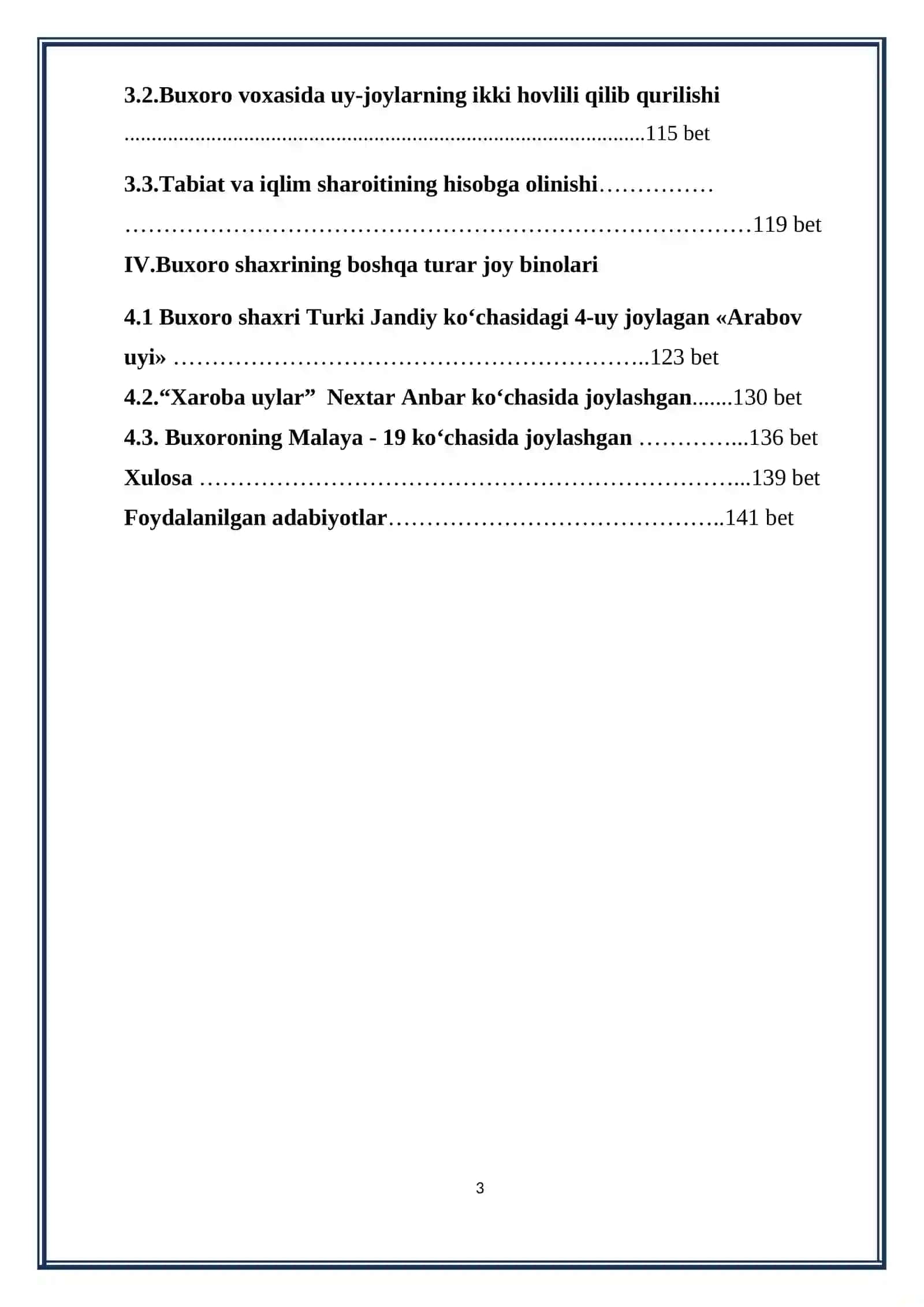 Buxoro an’anaviy turar–joy me’morchiligining, xususiyatlari va rivojlanish asoslari BMI 3