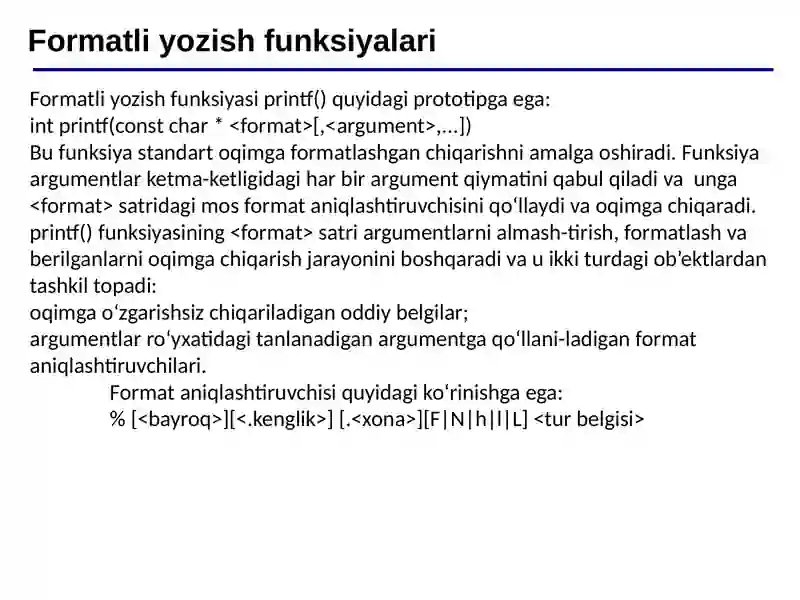 Formatli o‘qish va yozish funksiyalari 3