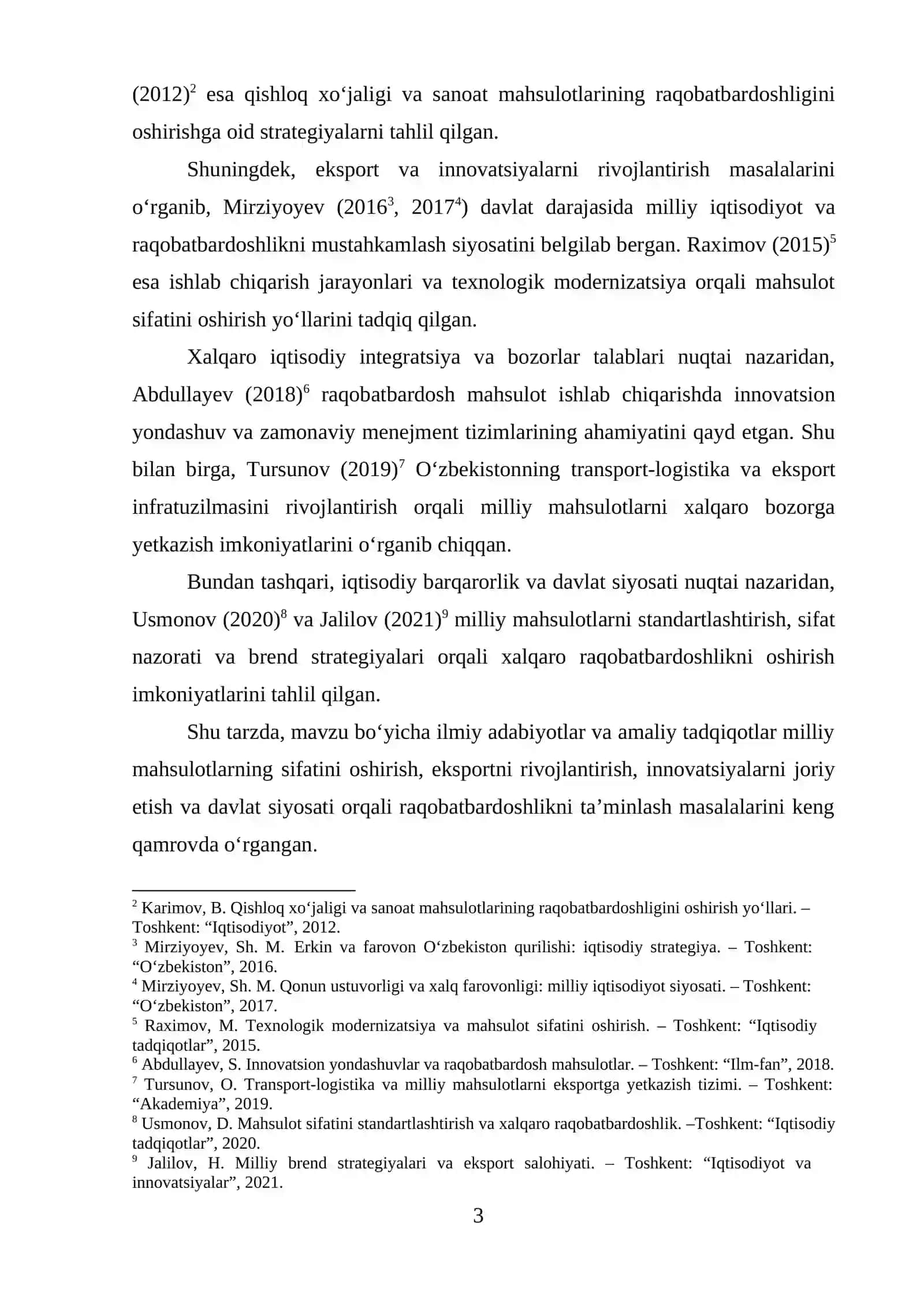 O‘zbekistonning xalqaro bozorlar uchun raqobatbardosh mahsulot ishlab chiqarish imkoniyatlari 3