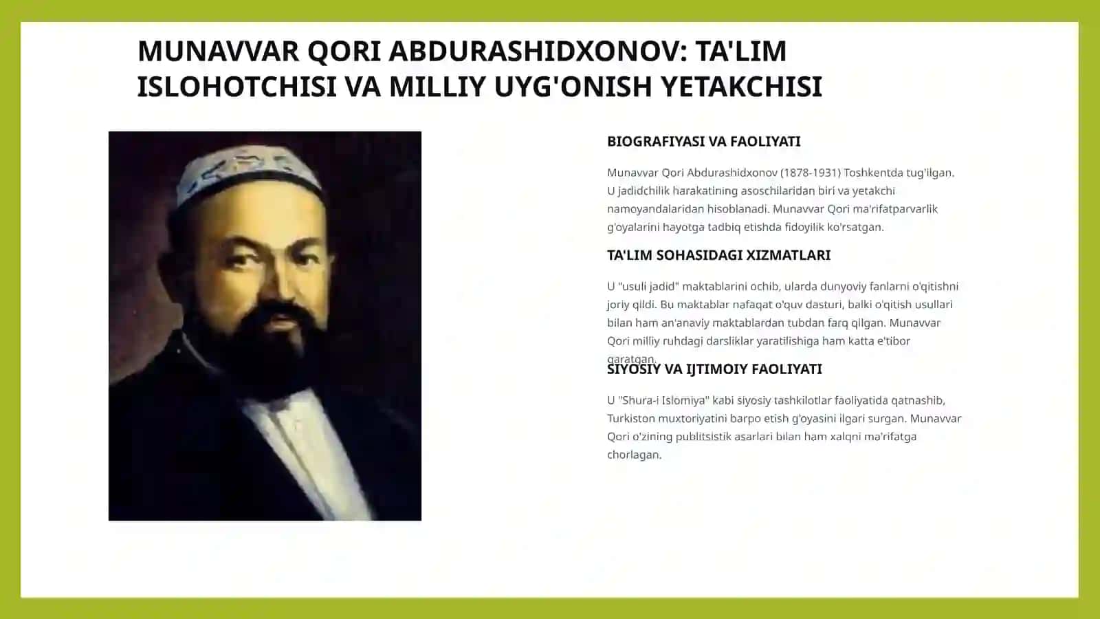 JADID MA'RIFATPARVARLARINING O'LKA IJTIMOIY-MA'NAVIY HAYOTIDA TUTGAN O'RNI 3