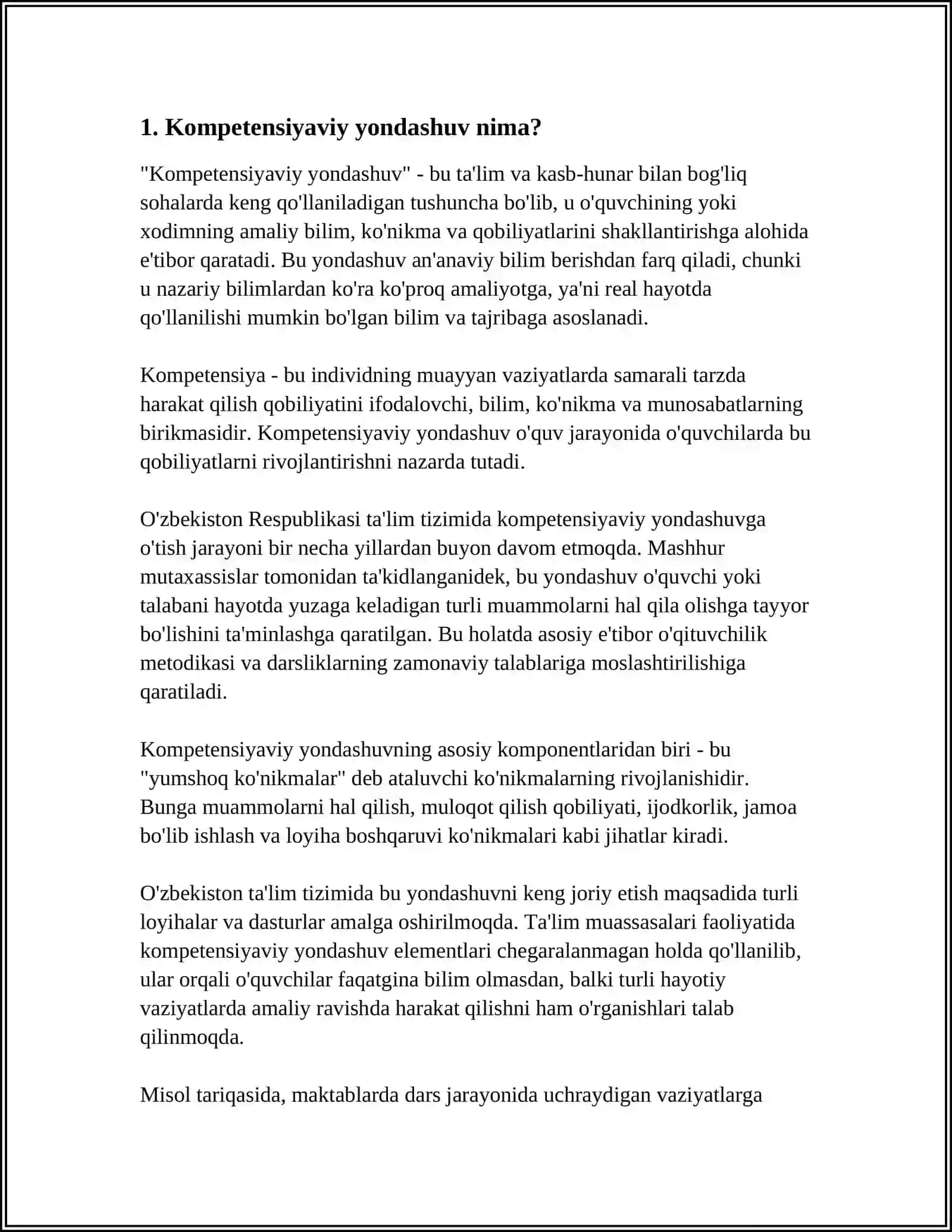 BOSHLANGICH SINFLARDA MATEMATIKA OQITISHDA KOMPETENSIYAVIY YONDASHUV.OQUV DASTURI TAHLILI(4-SINF KESIMIDA) 3