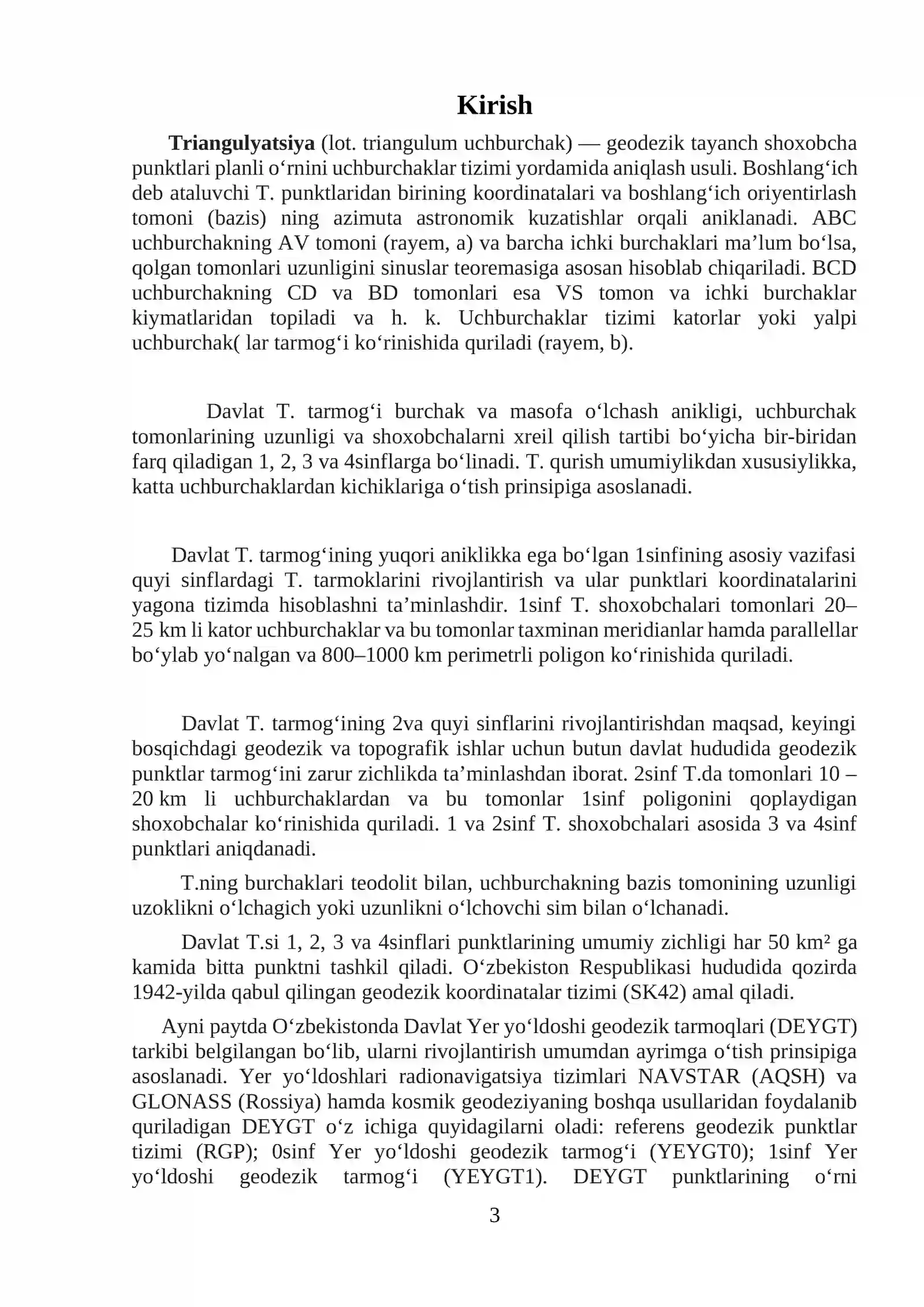 5311500 - GEODEZIYA, KARTOGRAFIYA VA KADASTR TA’LIMI YO‘NALISHI(SIRTQI) 202-GURUH 2-KURS TALABASI 3