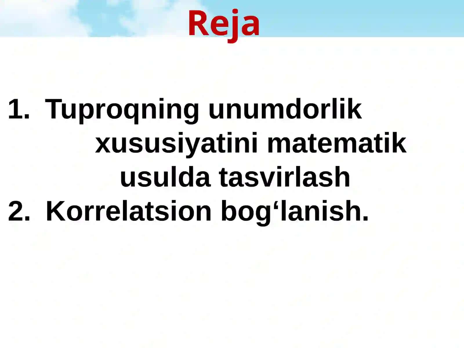 Tuğroqshunoslik (Tuproqshunoslik) fanidan "Yer kadastri va tuproq bonitirovkasi asoslari" 3