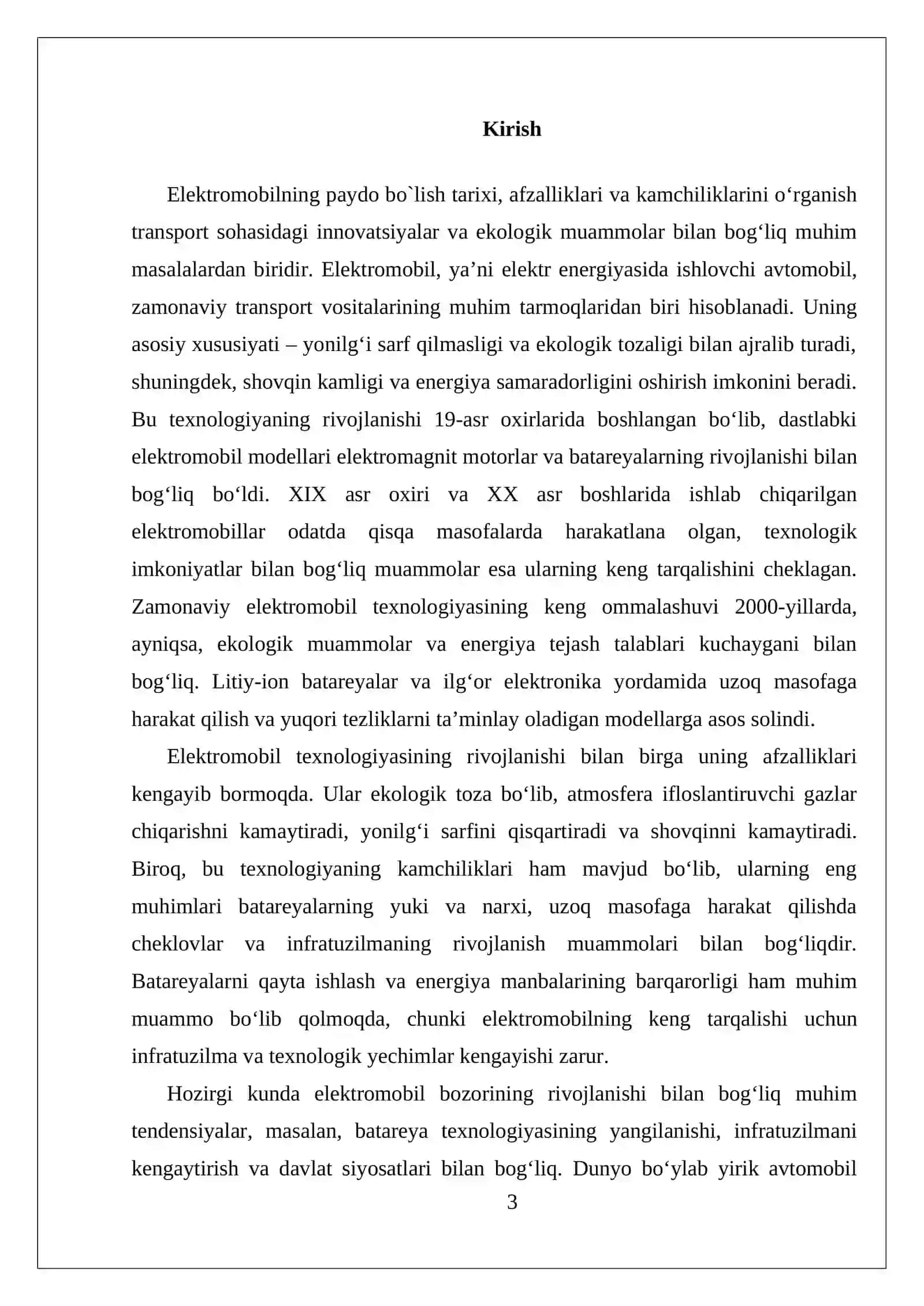 ELEKTROMOBILNING PAYDO BO`LISH TARIXI AVZALLIK VA KAMCHILIKLARI 3