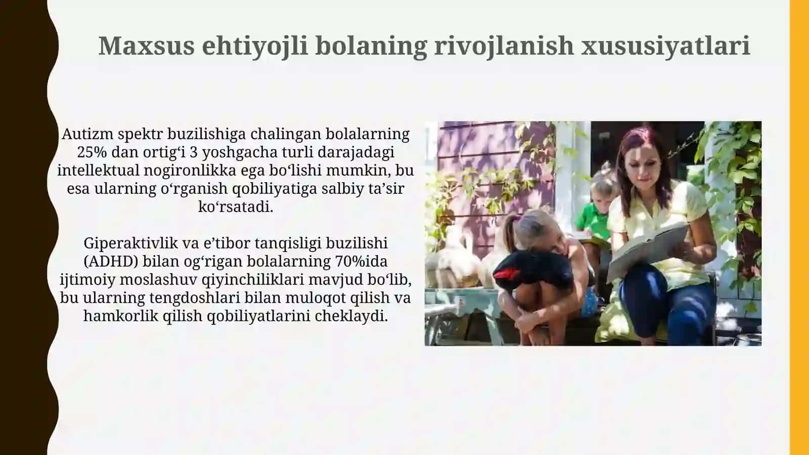 Inklyuziv talimni amalga oshirish alohida talim ehtiyojli bolaning rivojlanish xususiyatlari 3