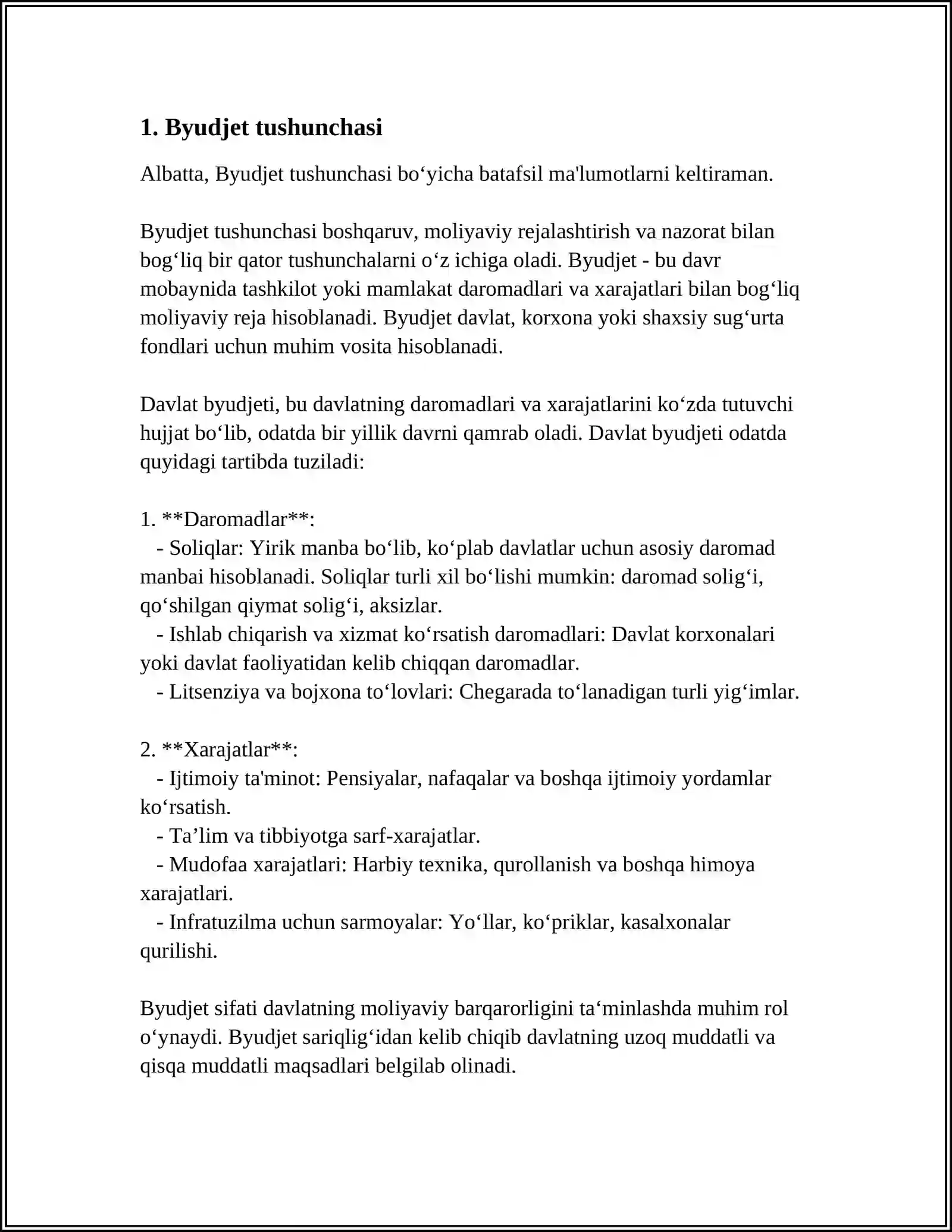 "BYUDJET HISOBI" FANIGA KIRISH. FANNING MAZMUNI, PREDMETI VA USULLARI 3