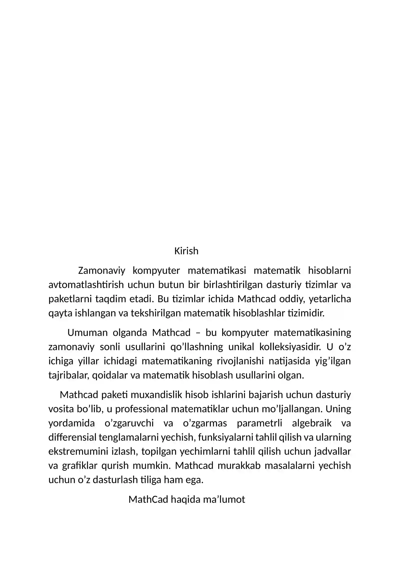 MathCADda simulyatsiya muhiti 3
