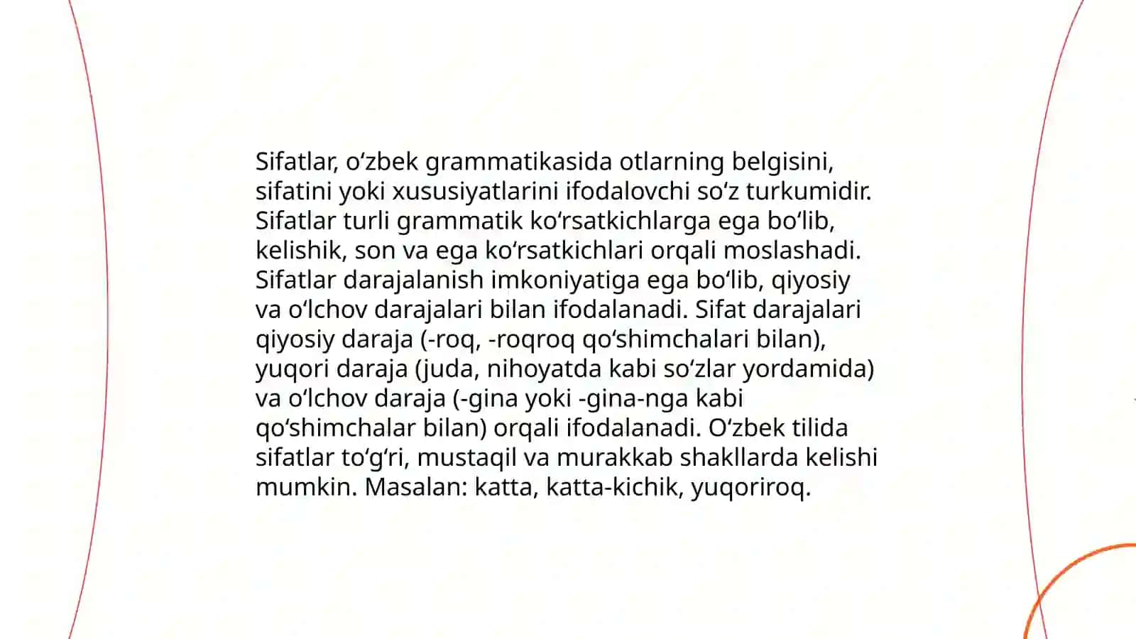 Sifat va uning Grammatik kategoriyalari. lugʻat shakli. Negiz. Moslashgan aniqlovchi ishtirokida anatomik terminlar 3