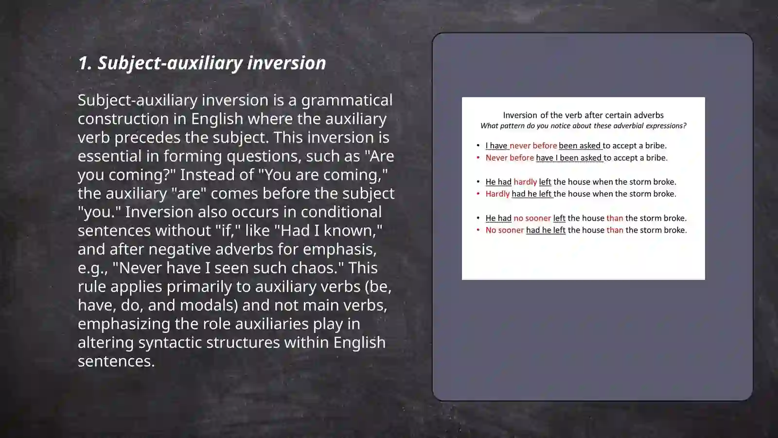 Inversion after negative adverbials 3