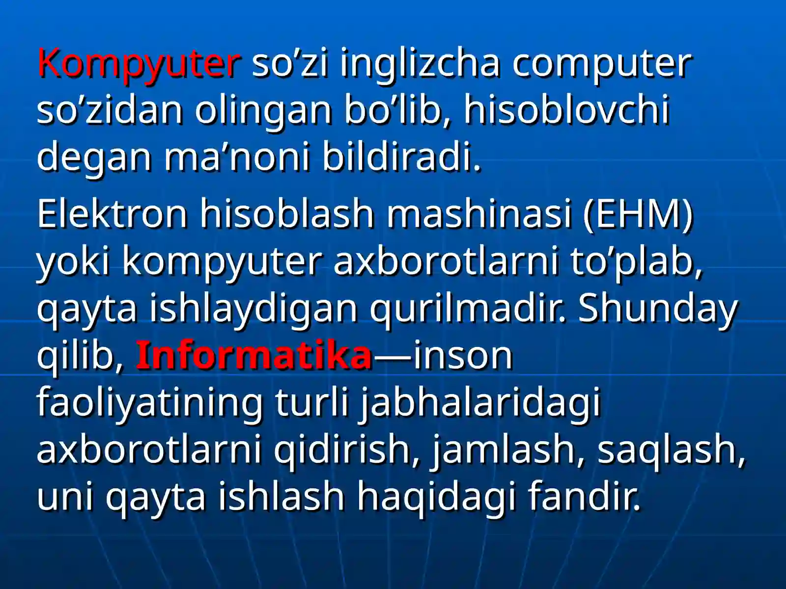 Infоrmatika va axbоrоt texnоlоgiyalari bo’yicha asоsiy tushunchalar 3