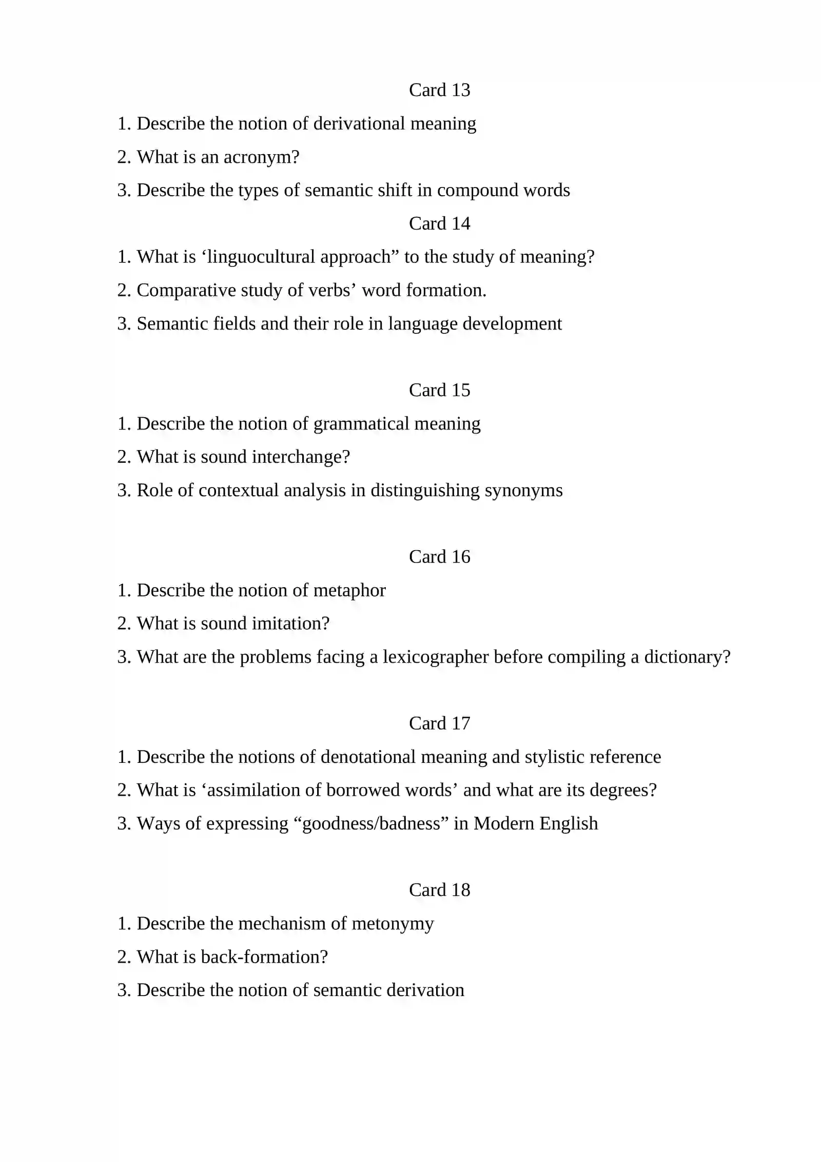 Lexicology Final Exam 3
