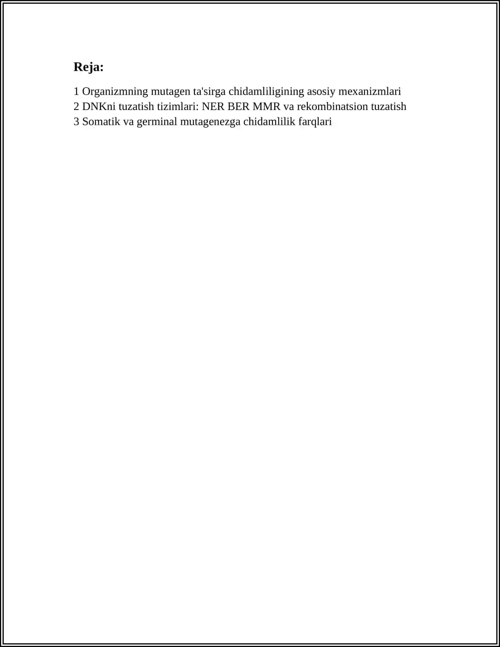 ORGANIZMNING MUTAGEN TA'SIRGA CHIDAMLILIGI. TOMAS MORGANNING XROMOSOMA NAZARIYASI. JINS GENETIKASI 3