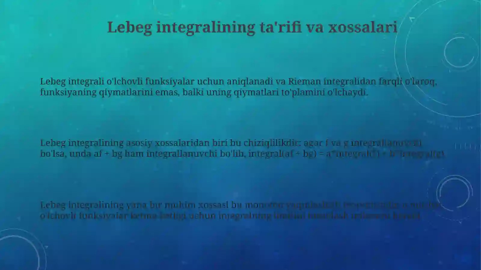 Lebeg integrali haqidagi teoremalar isbotlari 3