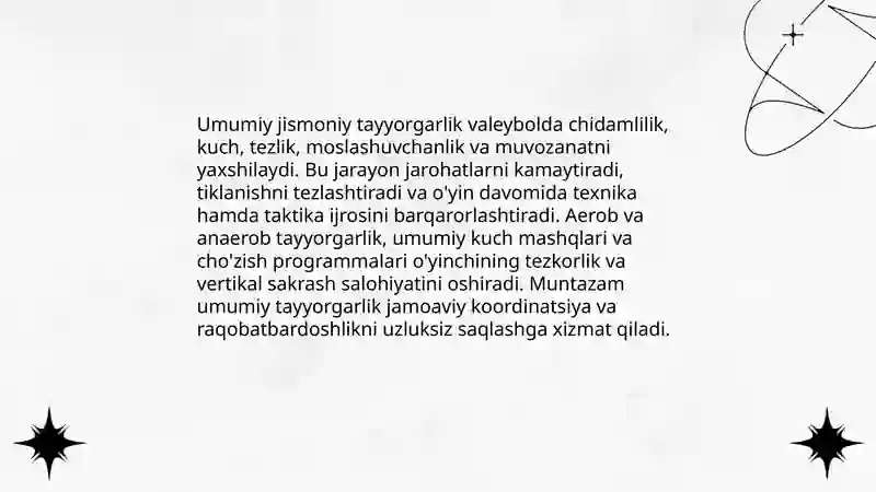 Umumiy jismoniy tayyorgarlik valeybolda 3