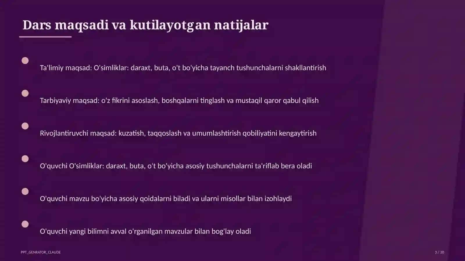 O'simliklar: daraxt, buta, o't (1-sinf) 3