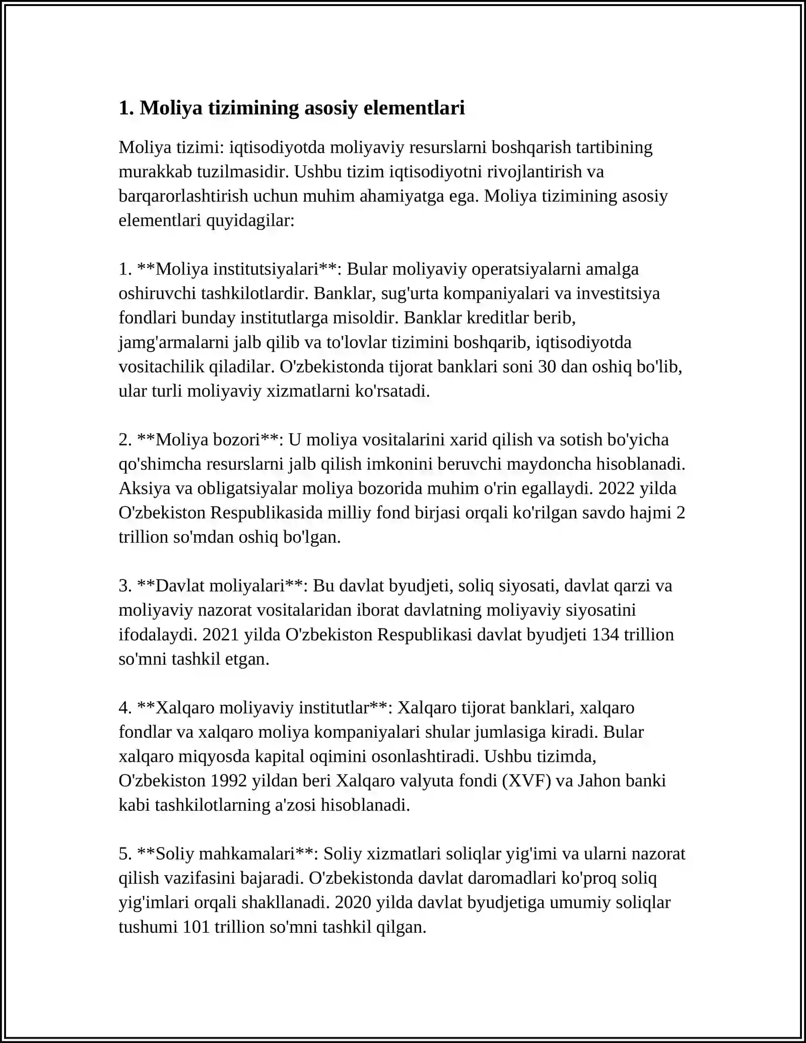 MUSTAQIL ISH: MOLIYA TIZIMI VA MOLIYAVIY SIYOSAT 3