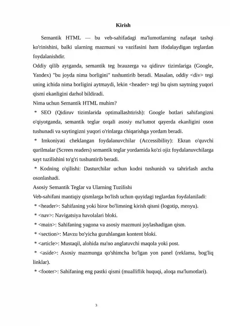 Semantik HTML teglari 3