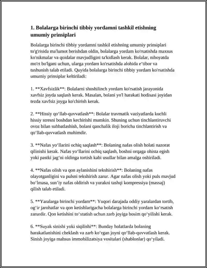 MAVZU BOLALARGA TIBBIY YORDAMNI KOʻRSATISHNI TASHKIL ETISH 3