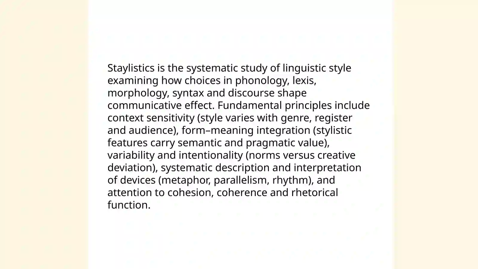 Staylistics: Definitions and Scope 3