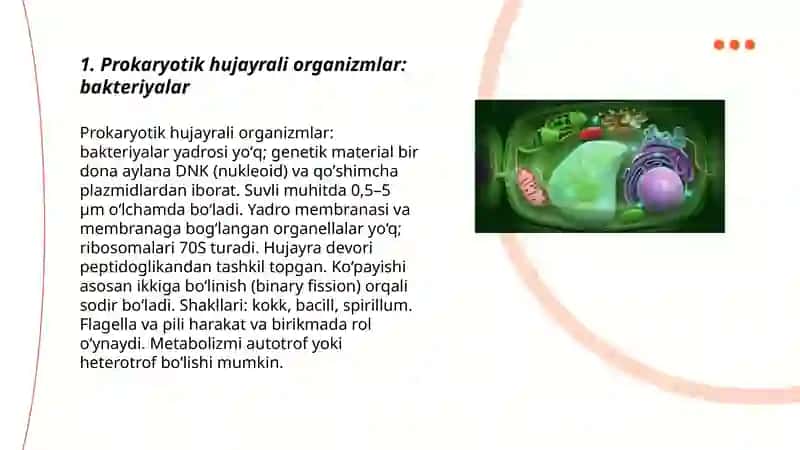 tirik organizmlarning hujayraviy tuzilishiga ko'ra tiplari 3