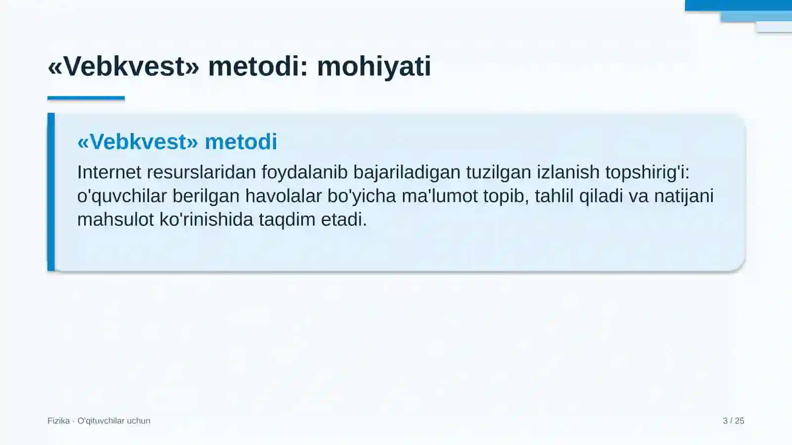 fizika darslarida vebkvest metodidan foydalanish 4066 3