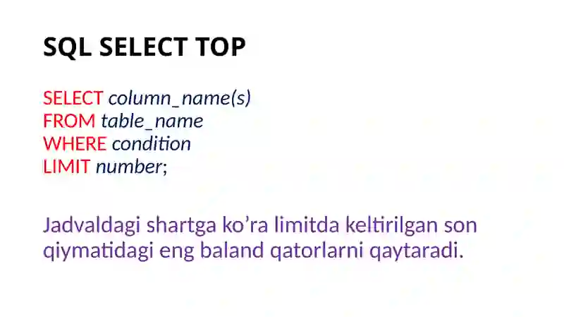 SQL tilida murakkab so'rovlarni yaratish 3