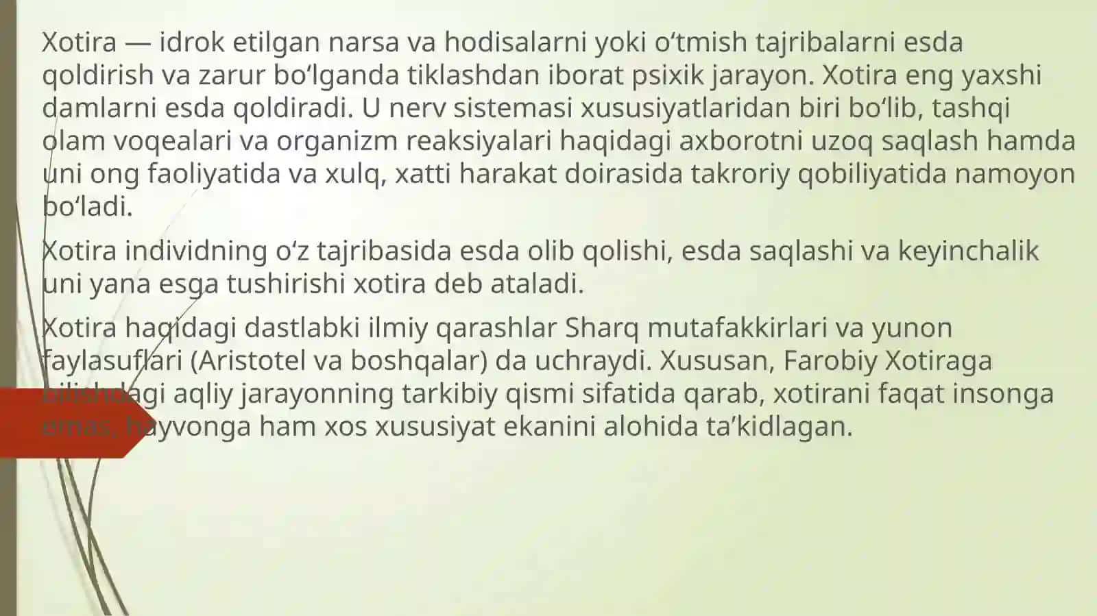 XOTIRA HAQIDA TUSHUNCHA VA UNING NERV -  FIZIOLOGIK XUXUSIYATLARI 3