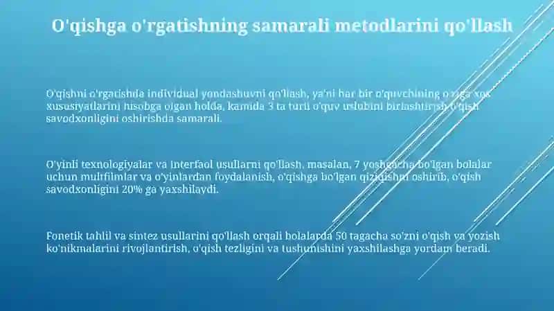 Ongli oʻqishni taʼminlash usullari 3