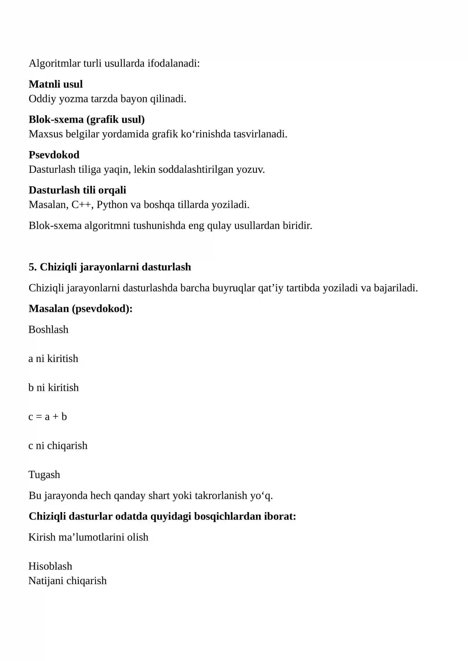 Algoritmlar. Chiziqli jarayonlarni dasturlash 3